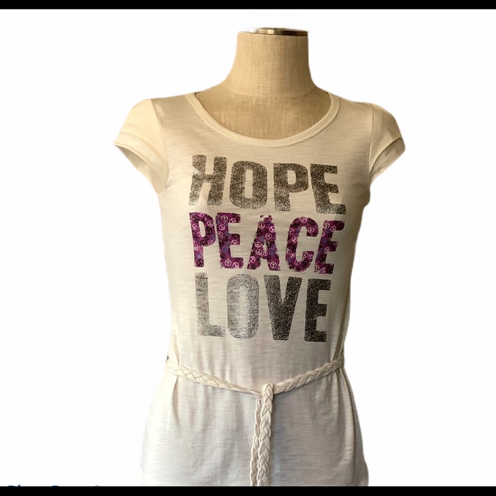 Ruff Hewn Cream Short Sleeve Hope,Peace, L…